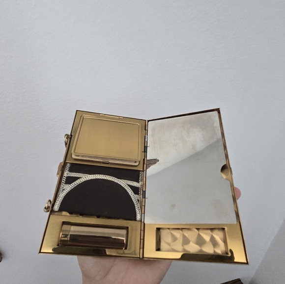 Vintage 1950s Evening Bag Mother of Pearl Minaudiere Art Deco Small Formal Clutc - Picture 7 of 16